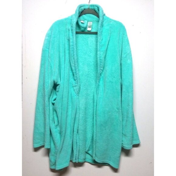 Hotel Spa Collection Bathrobe AQUA color One Size VERY SOFT fluffy belted - Picture 12 of 12